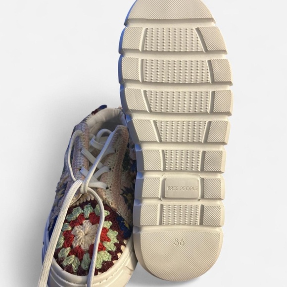 Free People Catch Me If You Can Crochet Sneakers Size 6 Hand Made - Picture 5 of 6